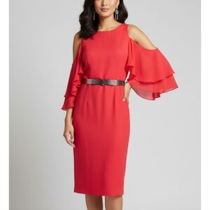 Halston Heritage Fushia Asymmetrical Sheath Dress